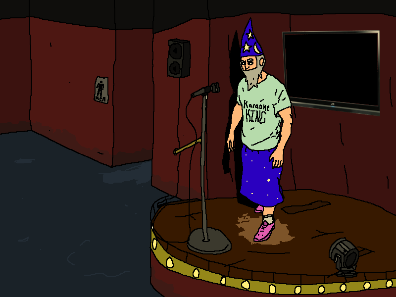 Jorge Velasquez tearing it up at karaoke night.